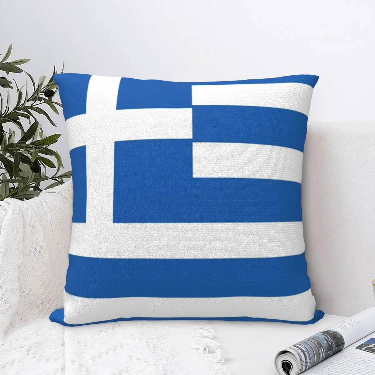 Greek Flag National Flag Of Greece Square Pillowcase Polyester Pillow Cover Cushion Decor Comfort Throw Pillow For Home