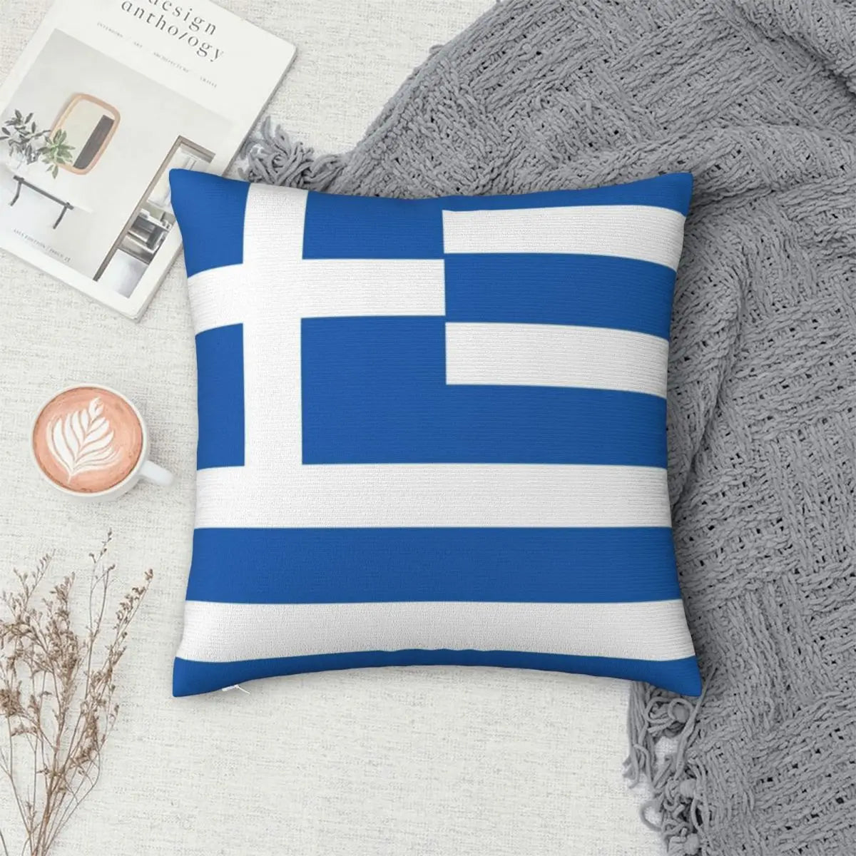 Greek Flag National Flag Of Greece Square Pillowcase Polyester Pillow Cover Cushion Decor Comfort Throw Pillow For Home