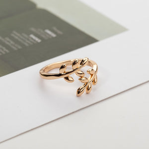 Olive Tree Leaves Adjustable Open Ring