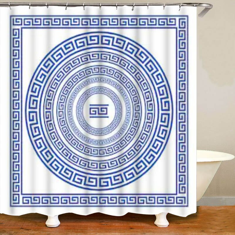 Classical Greek Meander Shower Curtain for Bathroom