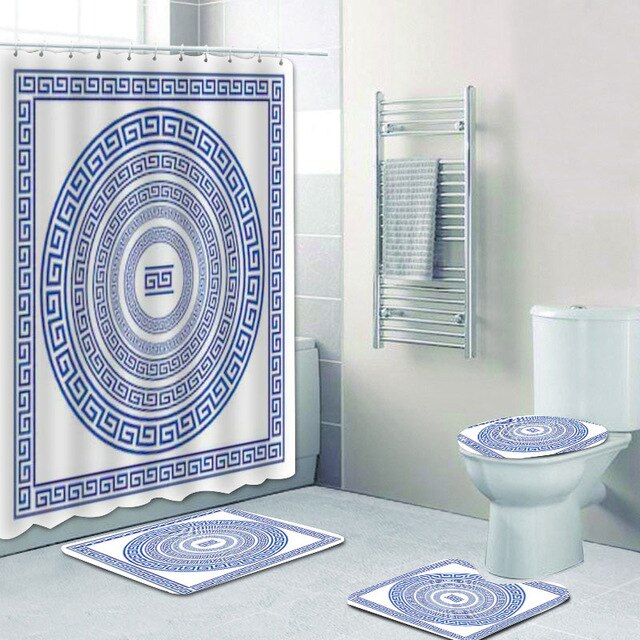 Classical Greek Meander Shower Curtain for Bathroom