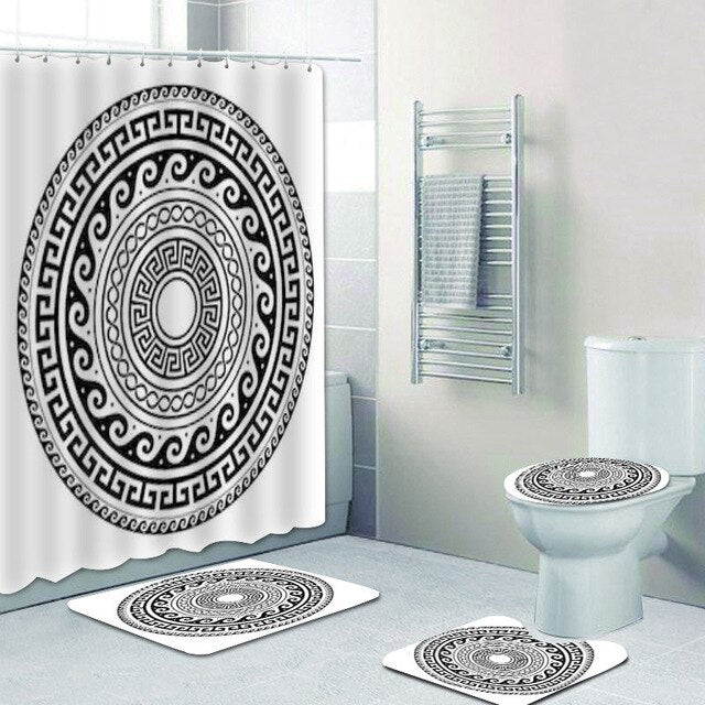 Classical Greek Meander Shower Curtain for Bathroom