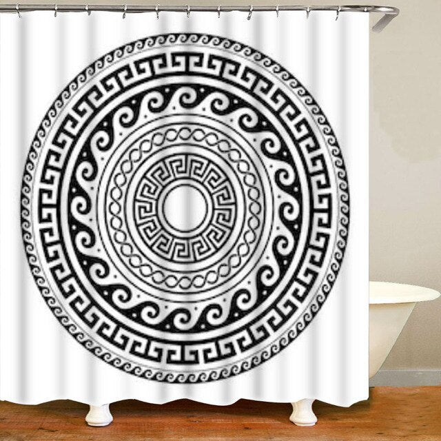 Classical Greek Meander Shower Curtain for Bathroom