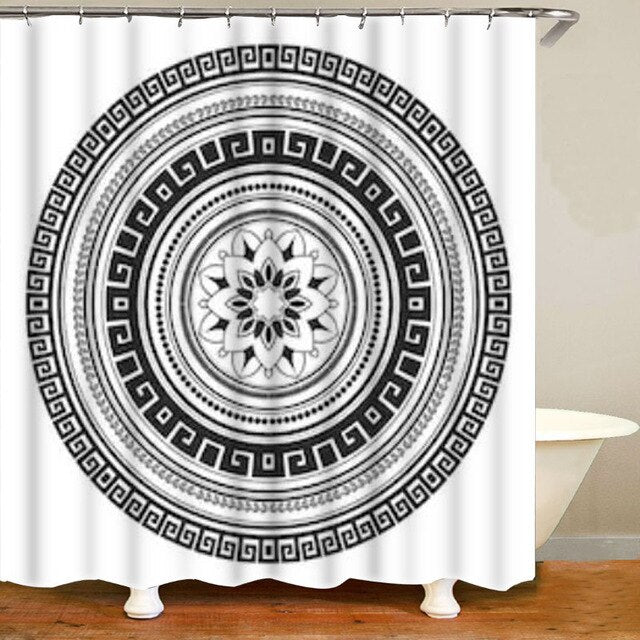 Classical Greek Meander Shower Curtain for Bathroom